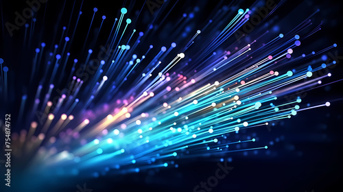 Close-up macro photography of colorful fiber optics on scene