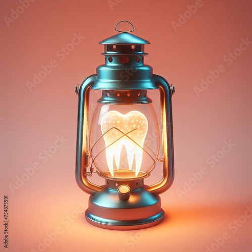 3D realistic lantern and its internal light made of  beautiful light tooth , babylight around made out from teeth, isolated on background, Generative AI