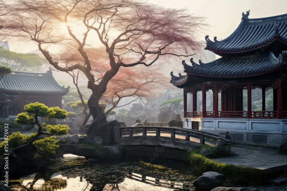 Obraz premium Captivating Outdoor china ancient city. Old architecture. Generate Ai