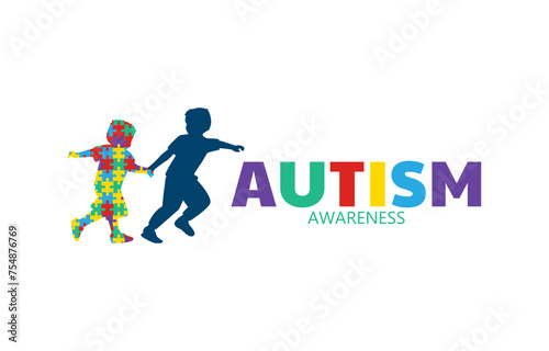 autism awareness with playing kids concept © ayub