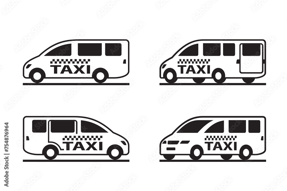 Taxi van in different view - vector illustration Taxi van in different view - vector illustration