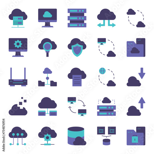 cloud computing icons set