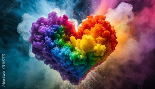 An exploding heart in different colors as a background image © Ümit