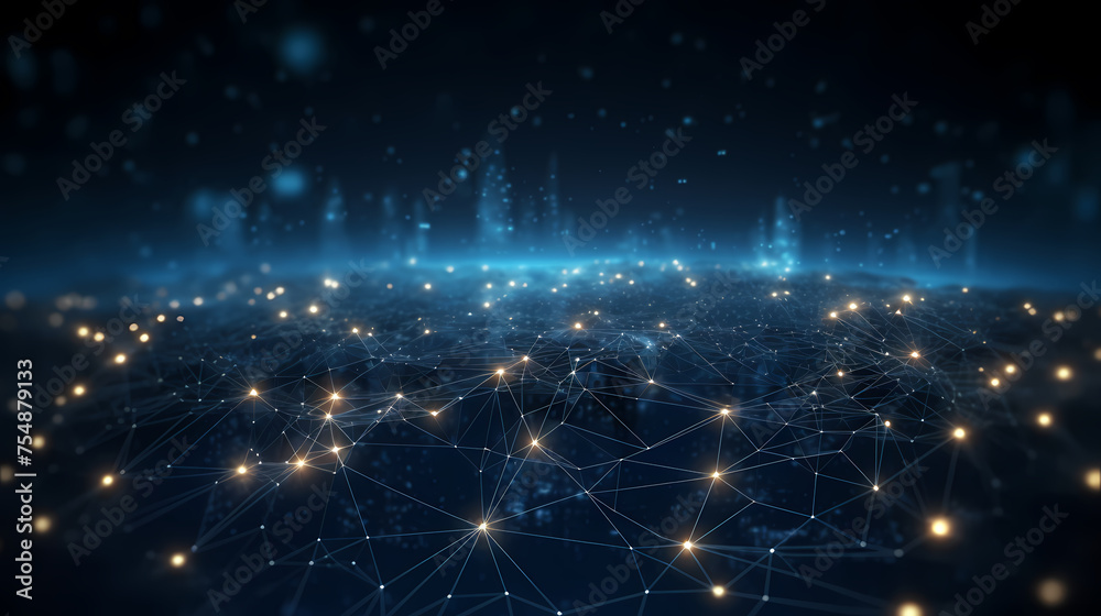 Cyberspace connection, abstract digital network on the background of futuristic particles and data technology Cyberspace connection, abstract digital network on the background of futuristic particles and data technology