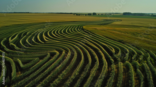 With graceful movements  the drone sweeps across the vast expanse of the field  tracing delicate lines that weave together like an intricate tapestry  forming a network of intercon