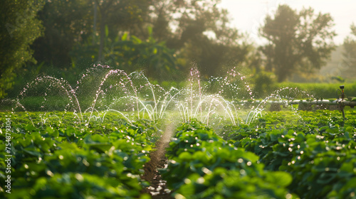With a gentle hum, the technological irrigation system in the field activates, sending a steady stream of water cascading over the vibrant greenery, a testament to the power of tec