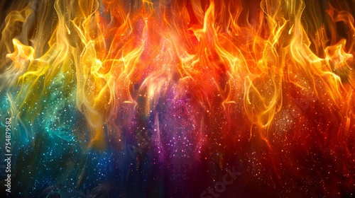 Vibrant Spectrum of Colors in Abstract Flame Background, Warm to Cool Hues
