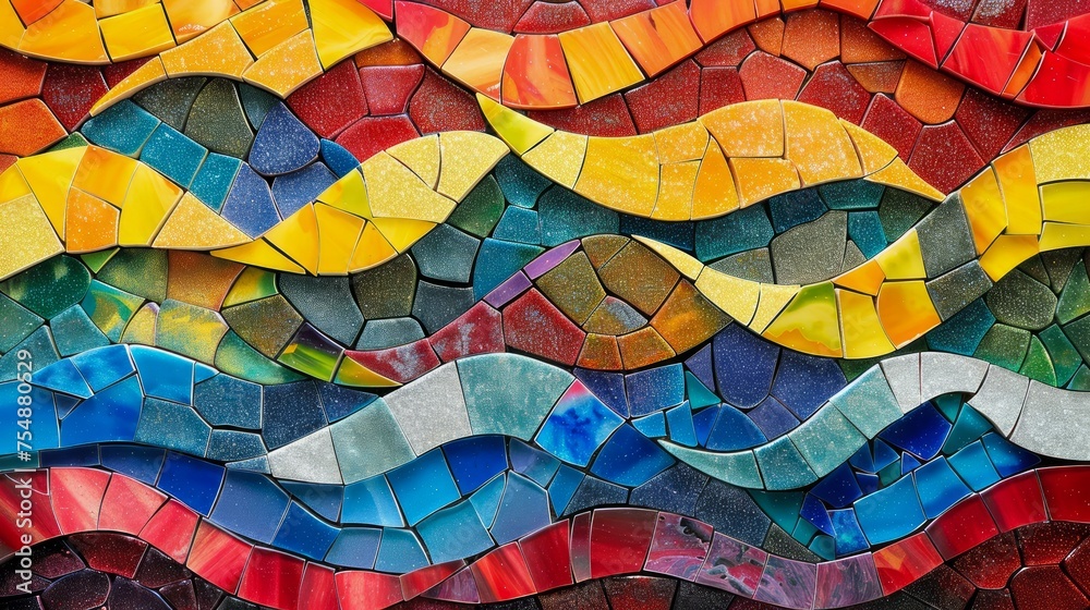 Fototapeta premium Vibrant Multicolored Abstract Mosaic Artwork Pattern for Creative Background and Wallpaper Design