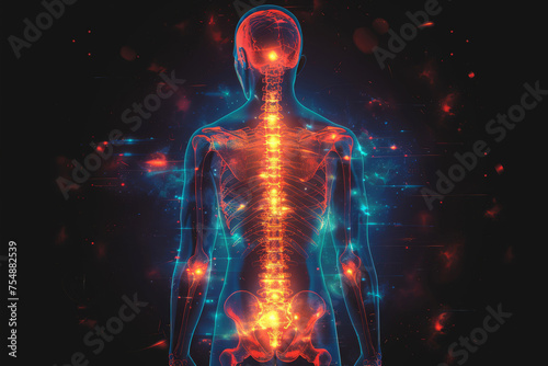Digital Render of Spinal Cord Nerve Activity photo