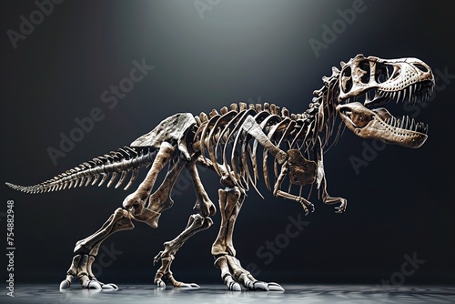 Fossilized Fury A Jurassic Skeleton Stands Tall Generative AI