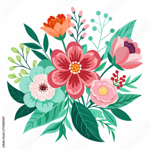 Floral template, real flower ,white background