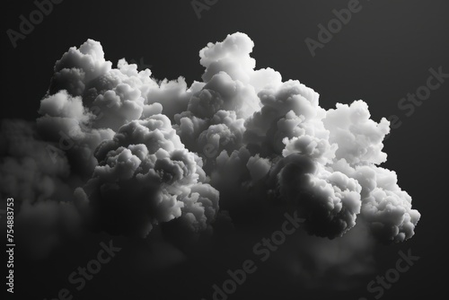Black and white clouds floating in the sky, creating a stark contrast against the backdrop. © pham
