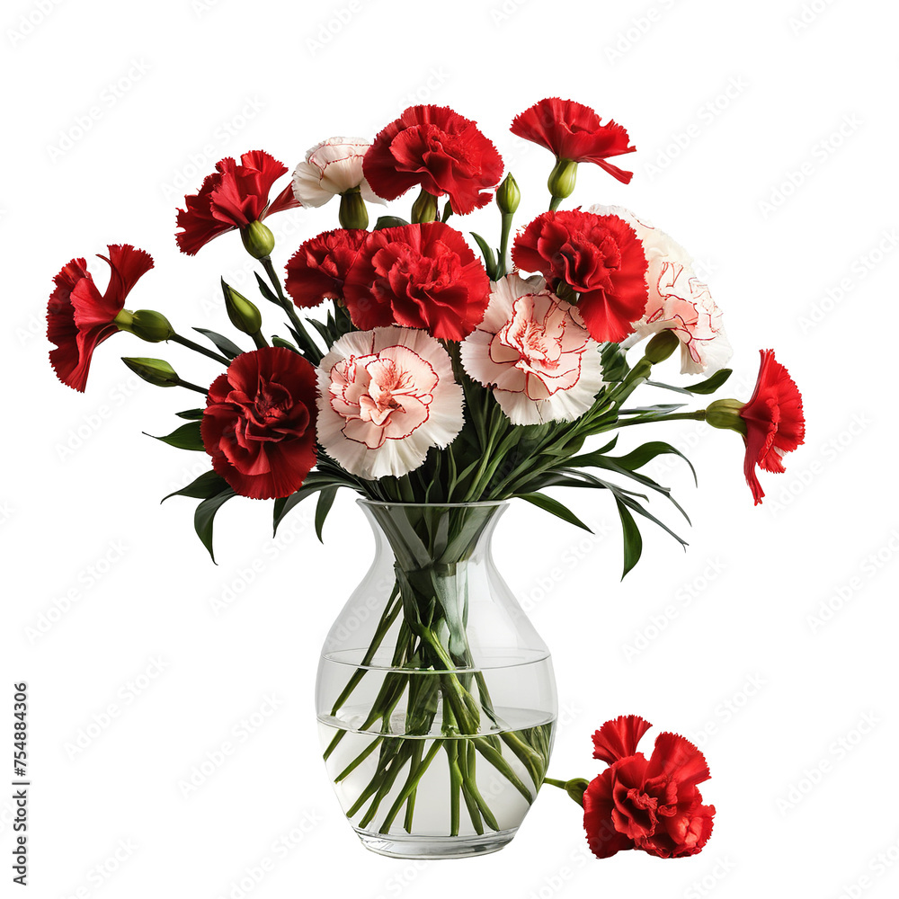flower in a pot  A Touch of Nature: Carnations on Display  isolated on transparent background PNG file
