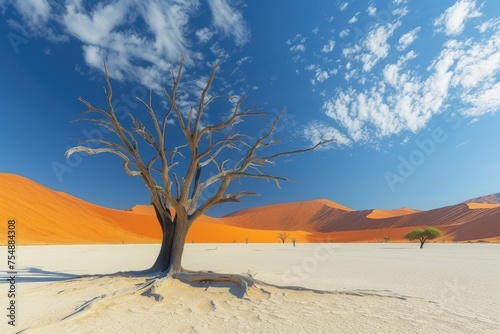 Surreal Desert with Dead Trees