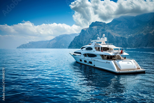 Modern yacht in the blue sea