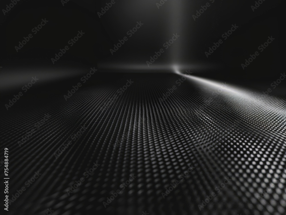 A black and white room with a carbon fiber texture background, casting soft light and shadow on the ground, exuding a sense of luxury and speed.