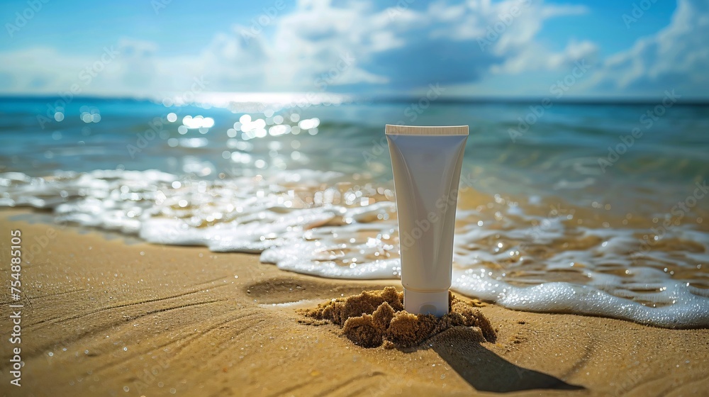Sunscreen on the Beach A Perfect Match for a Sunny Summer Day Generative AI
