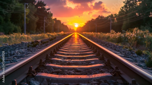 Railway Tracks at Sunset