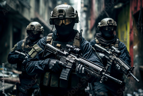Urban Warfare: Mercenaries on a Deadly Mission in the Dark Alley created with Generative AI technology © Fernando Cortés