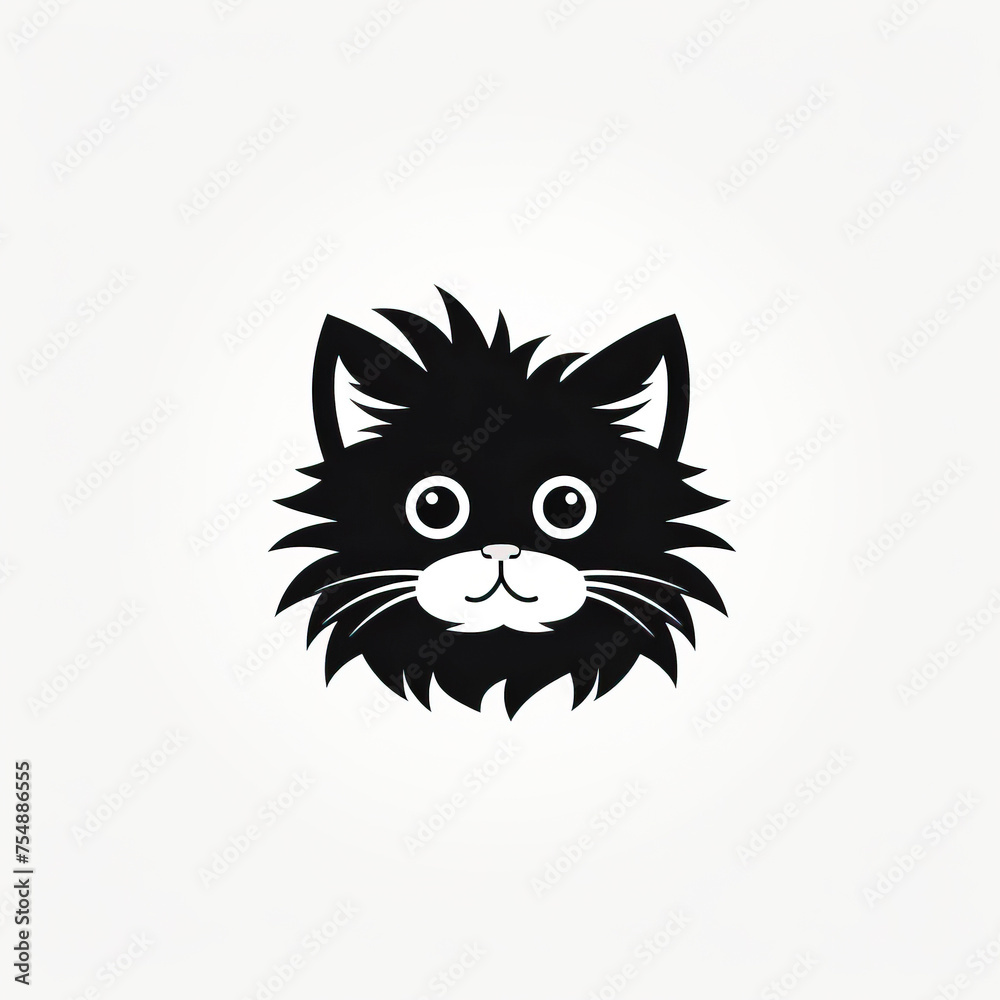Whimsical Monochrome Cat Logo Design with a Minimalist Twist, Created with Generative AI Technology