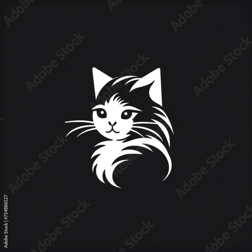 Playful Monochrome Cat Logo Design with a Minimalistic Twist created with Generative AI technology