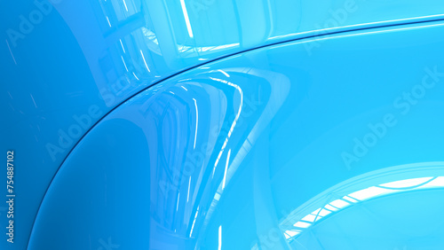 Car paint on a smooth car surface. Blue background, metal paint texture. 3d illustration