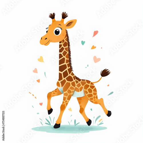 Adorable Giraffe Jumping with joy story book cover design