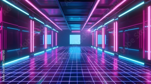 Pink Neon Pathway A Glowing Tunnel for the Ultimate Nightlife Experience Generative AI