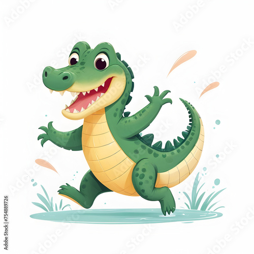 Amazing Alligator Jumping with joy illustration for story books