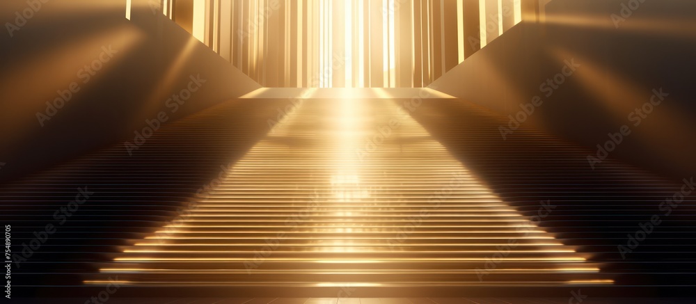 Stairs with bright gold light Stairs with bright gold light
