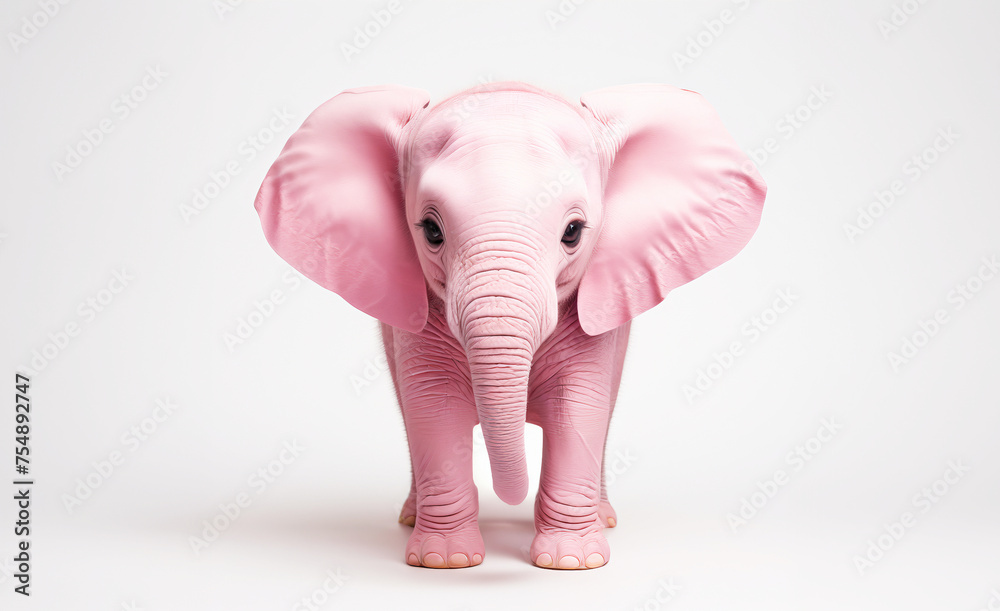 illustrazione con elefantino rosa su sfondo bianco