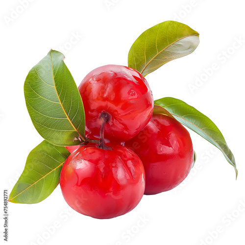 Acerola fruit on isolated transparent, white background photo