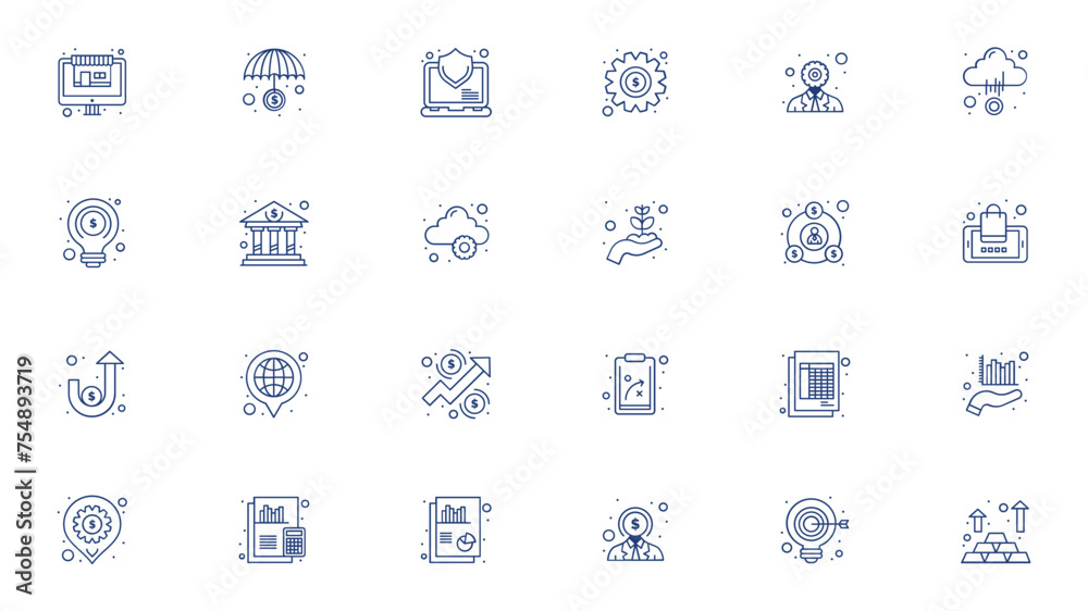 Economy and Business Icons. Set of Modern Business Icons Collection