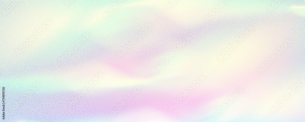 Obraz premium Abstract background featuring a holographic blur with a color gradient.Vector grain noise texture, and watercolor blend.Neon iridescent colors creating a smooth gradation effect.