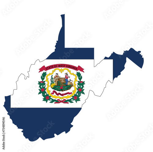 Outline of the borders of the U.S. state of West Virginia with a flag