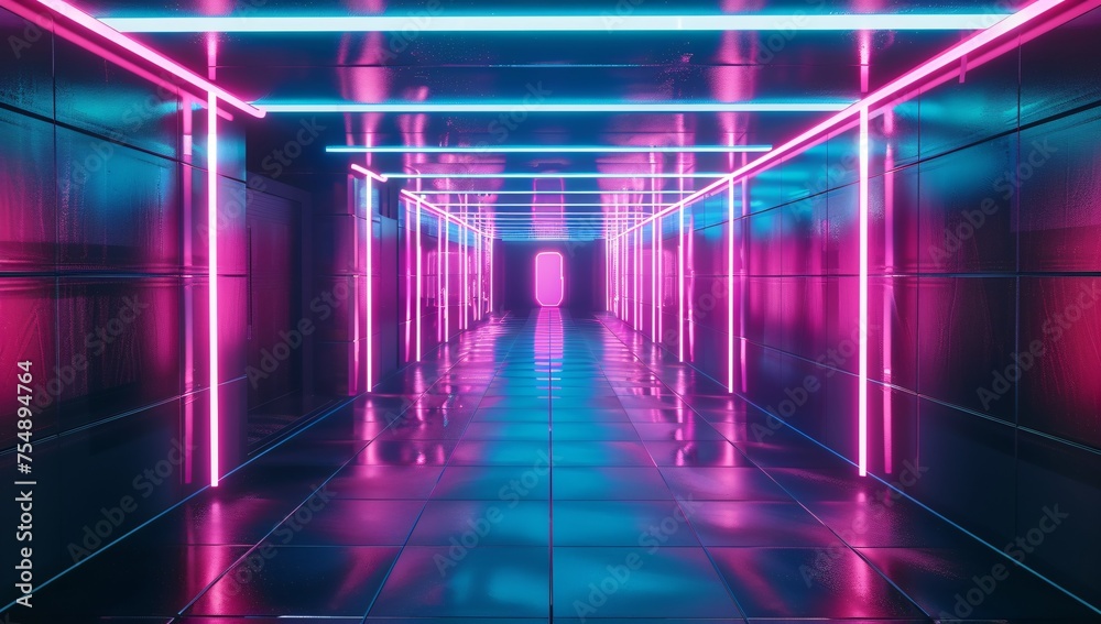 Pink Neon Tunnel A Glowing Pathway to the Future Generative AI