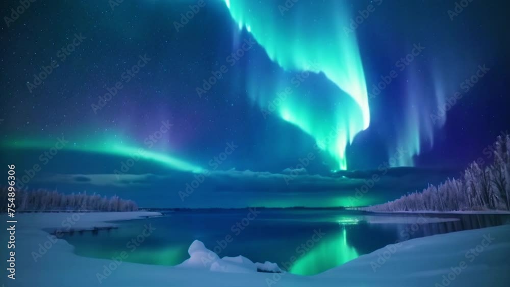 Aurora borealis over snowy winter landscape, beautiful green northern lights aurora. Travel adventure landscape background. Aurora borealis over snowy winter landscape, beautiful green northern lights aurora. Travel adventure landscape background.