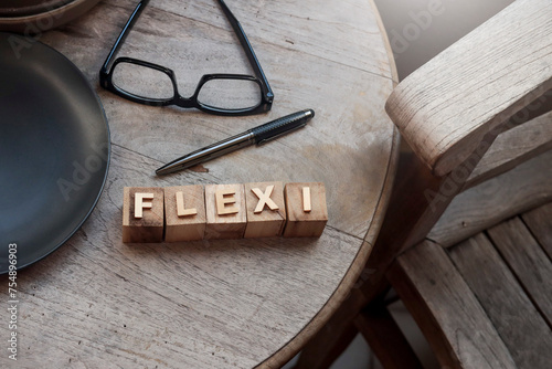 A view from above of wooden blocks arranged to spell the word 