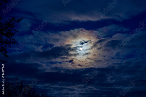 moon in the clouds, blurry soft focus. 