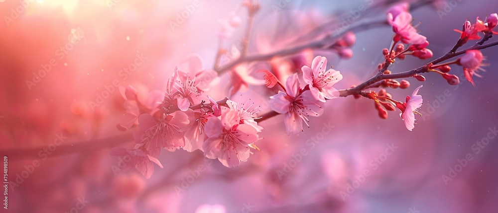 Pink Blossoms in Full Bloom A Celebration of Spring's Vibrant Colors Generative AI