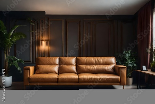 modern living room with black sofa © MUHAMMAD