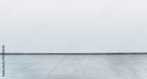 White blank wall with tile on floor © Kryuchka Yaroslav