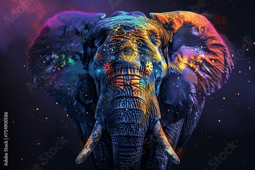 Neon Elephant A Colorful, Trendy, and Monthly Event-Inspired Illustration Generative AI