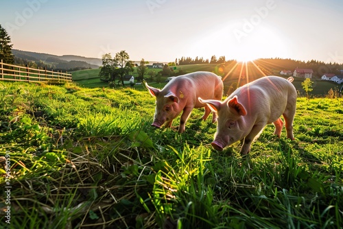 Piggy Paradise A Sunny Afternoon in the Field Generative AI