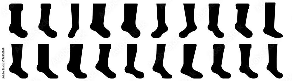Socks silhouette set vector design big pack of illustration and icon Socks silhouette set vector design big pack of illustration and icon