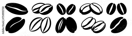Coffee bean silhouette set vector design big pack of illustration and icon