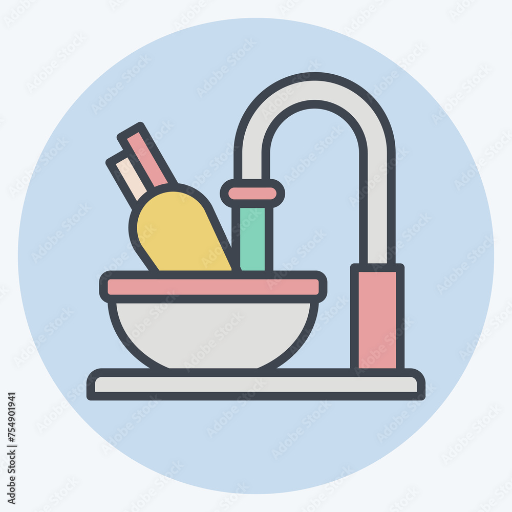 Icon Cleaning. related to Cooking symbol. color mate style. simple design editable. simple illustration Icon Cleaning. related to Cooking symbol. color mate style. simple design editable. simple illustration