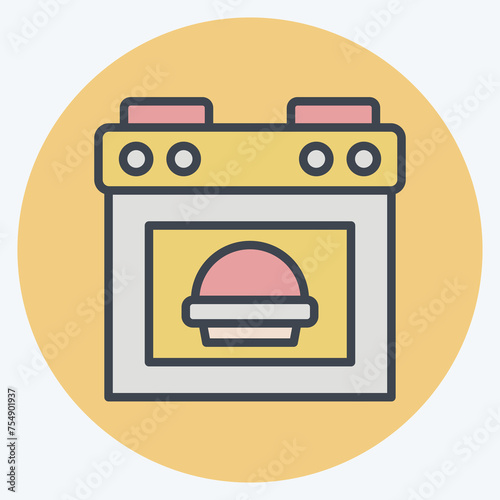 Icon Baked Bread. related to Cooking symbol. color mate style. simple design editable. simple illustration photo