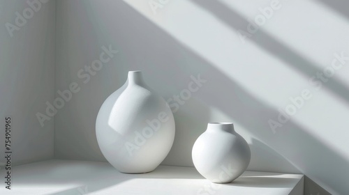 White ceramic vase Minimalistic style 