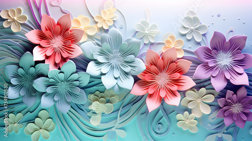 abstract floral background.3d mural wallpaper